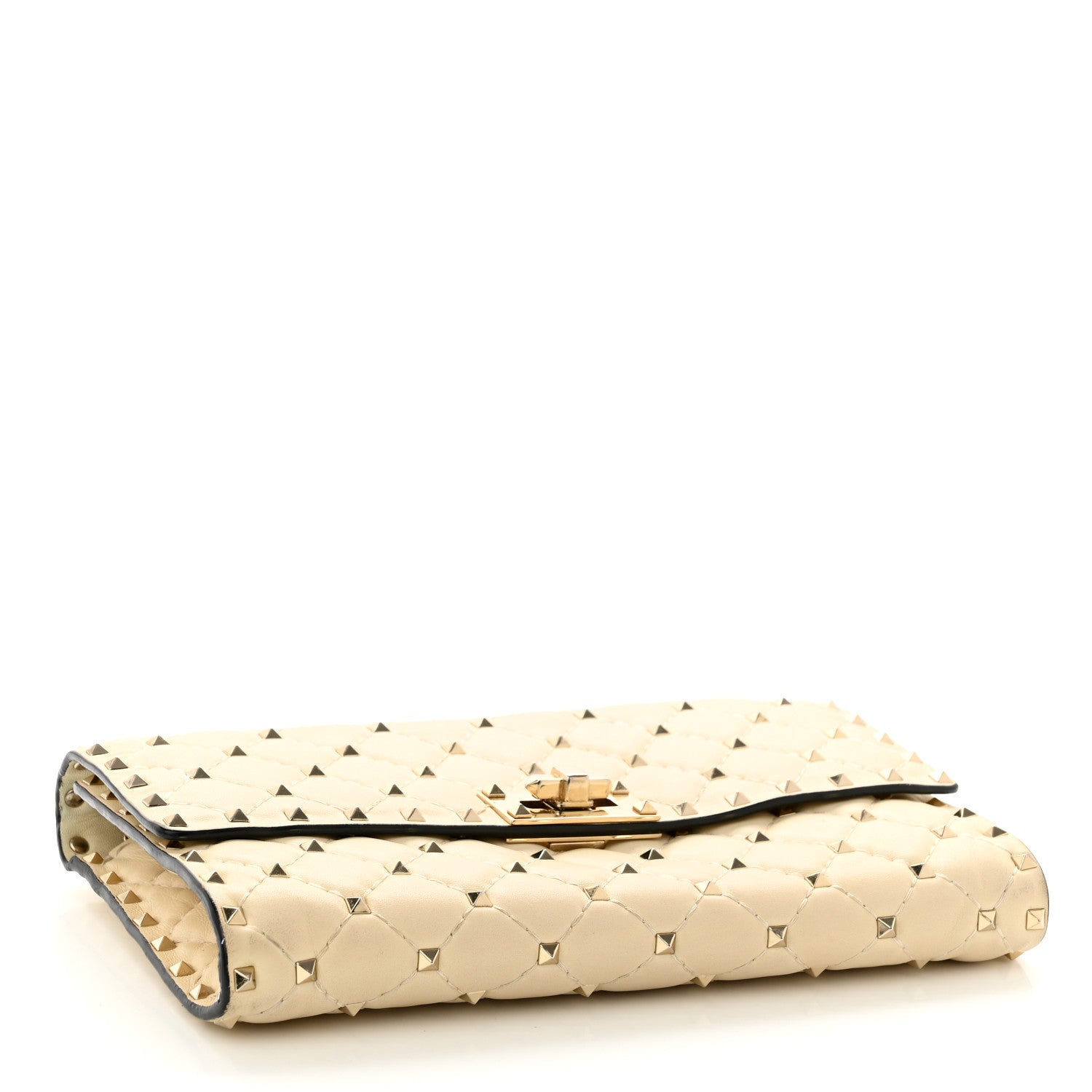 Valentino Garavani Nappa Rockstud Spike Wallet on Chain Light Ivory 4 of 12