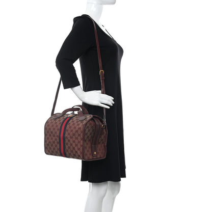 Gucci Monogram Textured Dollar Calfskin Web Mini Ophidia Duffle Bag Sahara Rubino Chardonnay 2 of 10