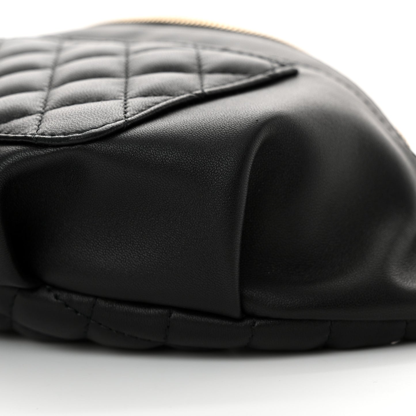 Lambskin Quilted Waist Bag Fanny Pack Black