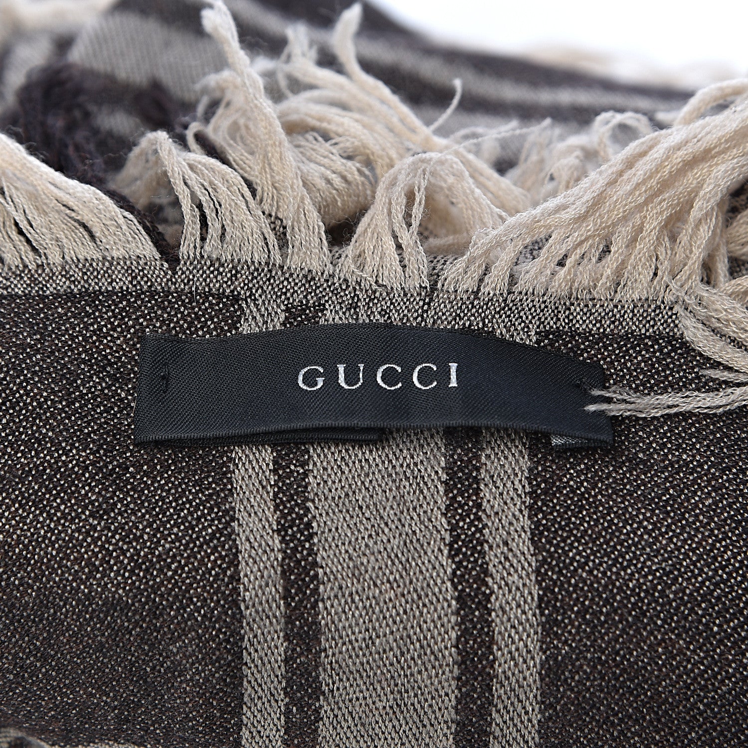 Gucci Wool Silk GG Monogram Diamante Plaid Surviee Shawl Beige Dark Brown 3 of 4