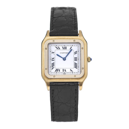 Cartier 18K Yellow Gold Alligator 27.5mm Santos Dumont Manual Winding Watch 1 of 7