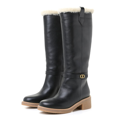 Christian Dior Calfskin Shearling D-Furious Boots 37 Black 4 of 20