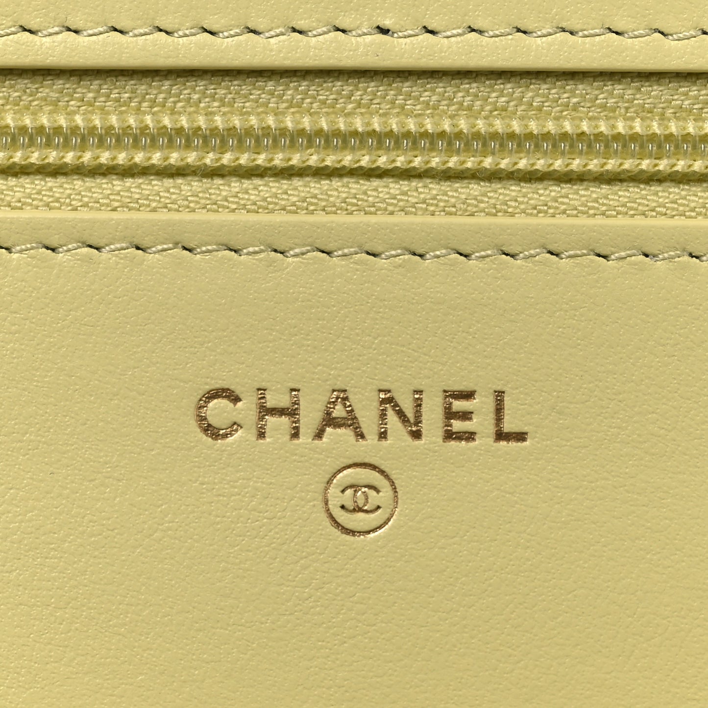 Calfskin Quilted Perfect Fit Wallet On Chain WOC Yellow