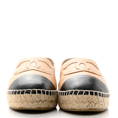 Chanel Lambskin CC Espadrilles 38 Beige Black 2 of 9
