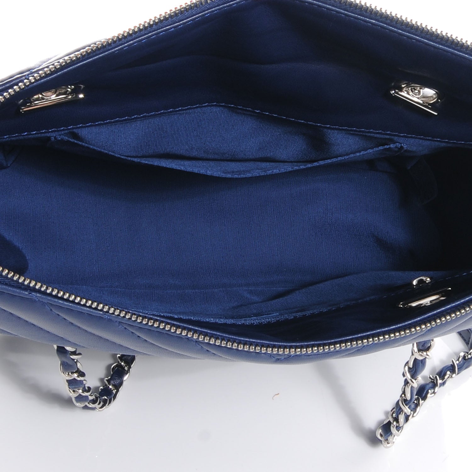 Chanel Lambskin Surpique Chevron Small Tote Dark Blue 13 of 15