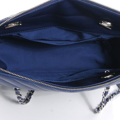 Chanel Lambskin Surpique Chevron Small Tote Dark Blue 13 of 15
