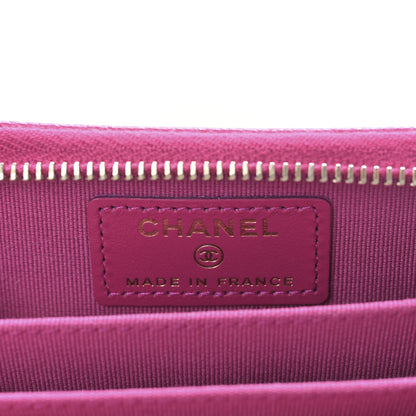 Chanel Caviar Quilted Zip Around Coin Purse Dark Pink 6 of 9
