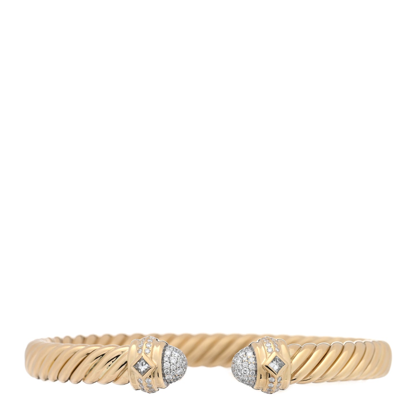 18K Yellow Gold Diamond 7mm Pave Renaissance Oval Cablespira Bracelet
