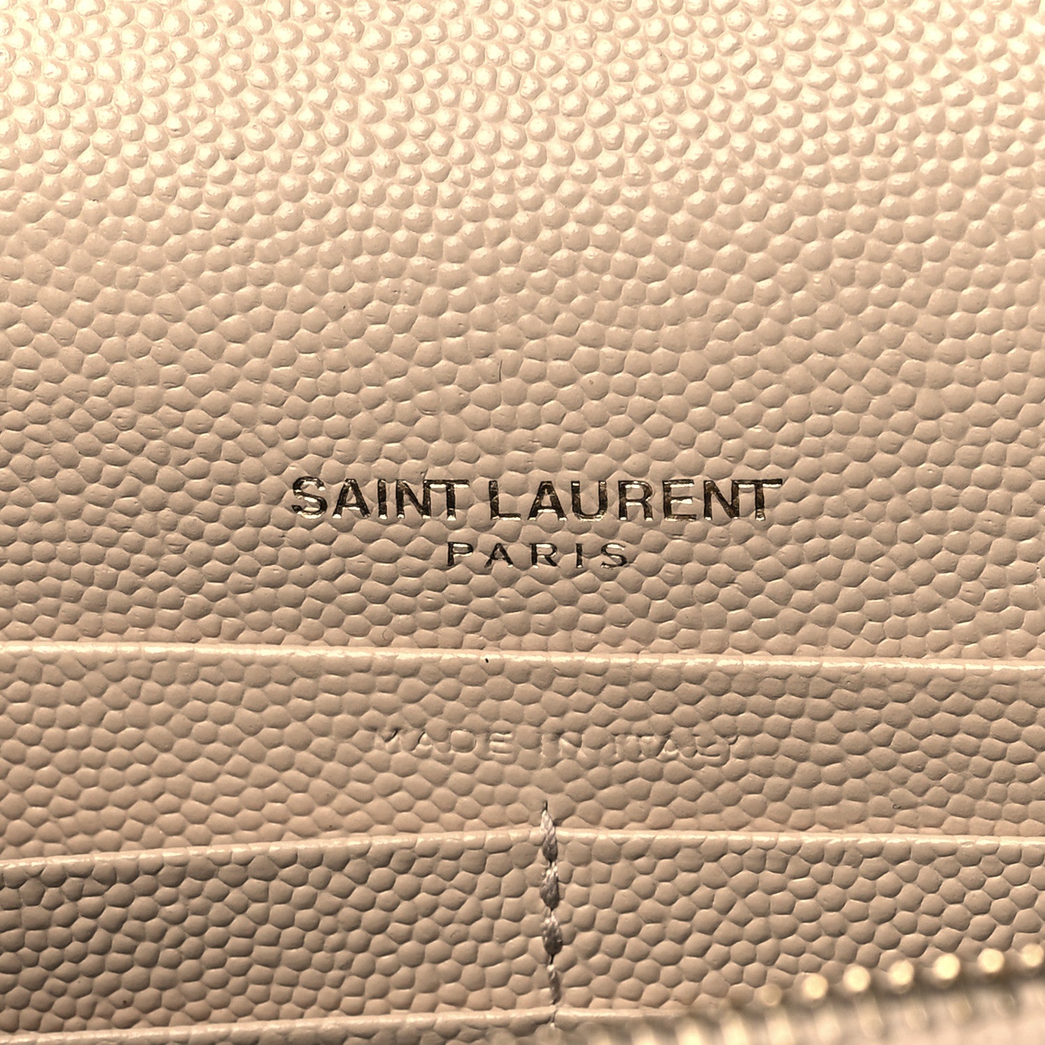 Saint Laurent Grain De Poudre Matelasse Chevron Monogram Envelope Chain Wallet Taupe 6 of 10