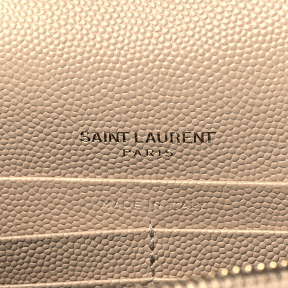 Saint Laurent Grain De Poudre Matelasse Chevron Monogram Envelope Chain Wallet Taupe 6 of 10