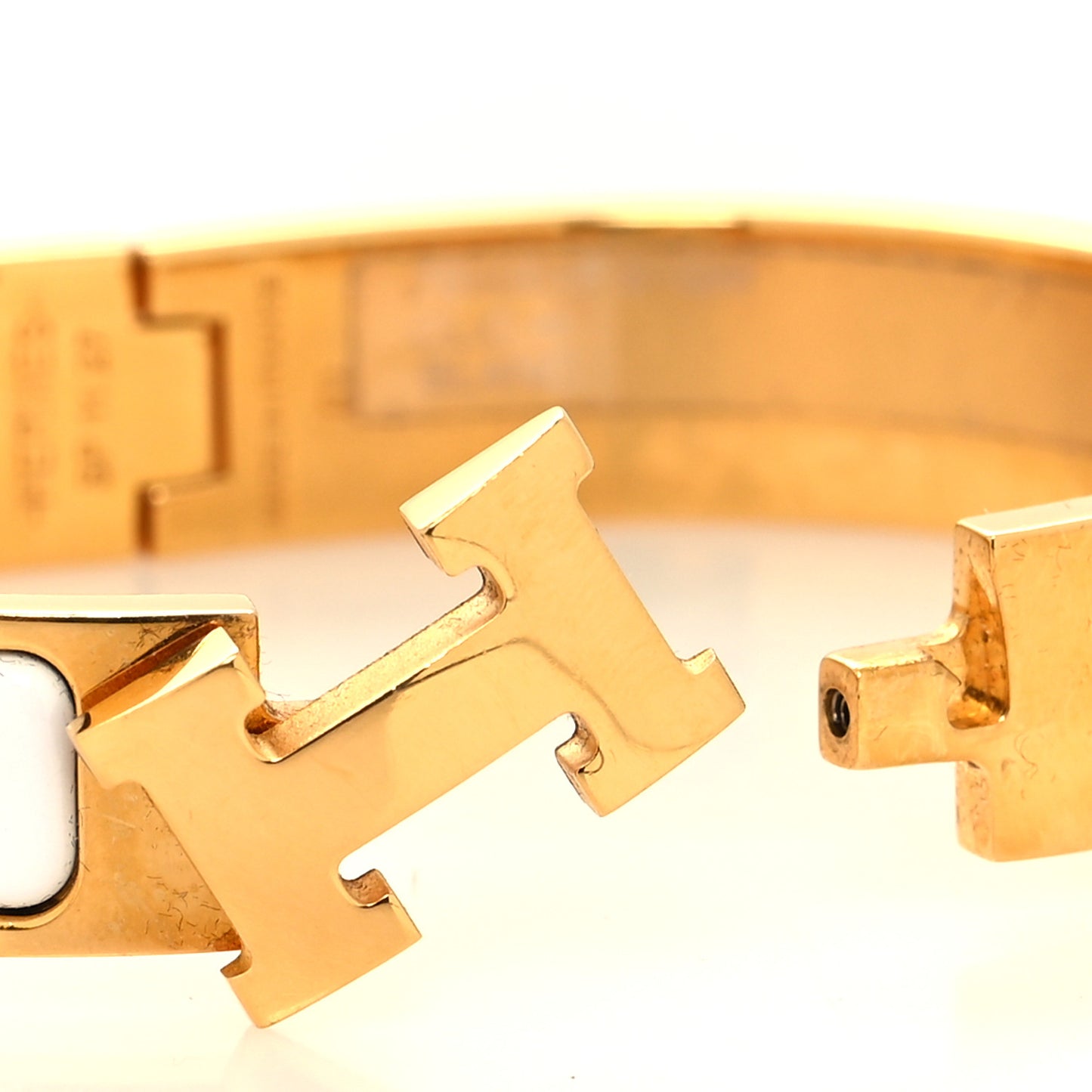 Enamel Narrow Clic Clac H Bracelet GM White