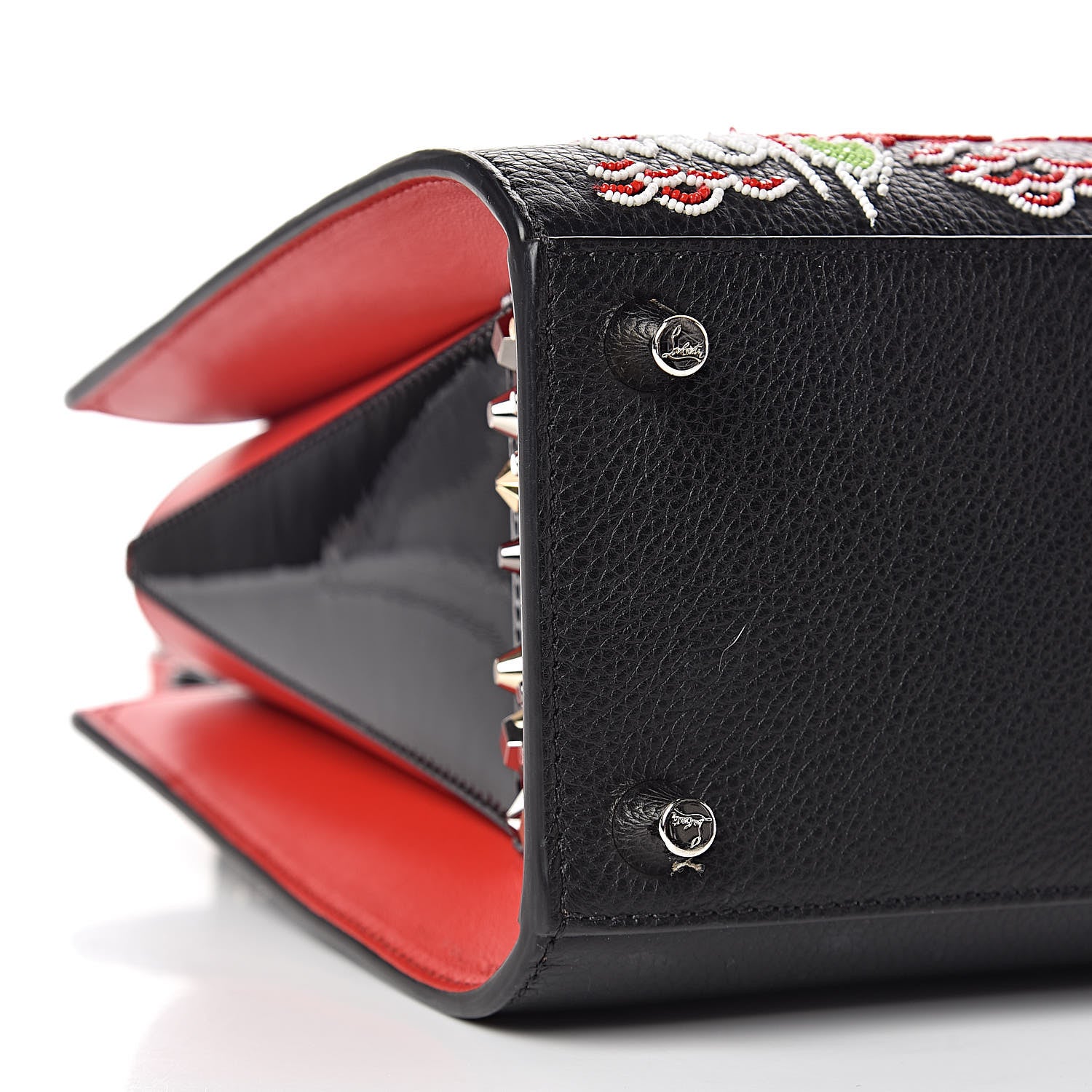Christian Louboutin Calfskin Beaded Loubitag Small Paloma Black 8 of 10