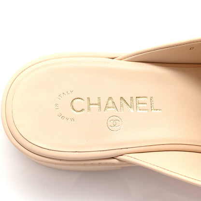 Chanel Lambskin Quilted CC Turnlock Mules 41 Light Beige 8 of 10