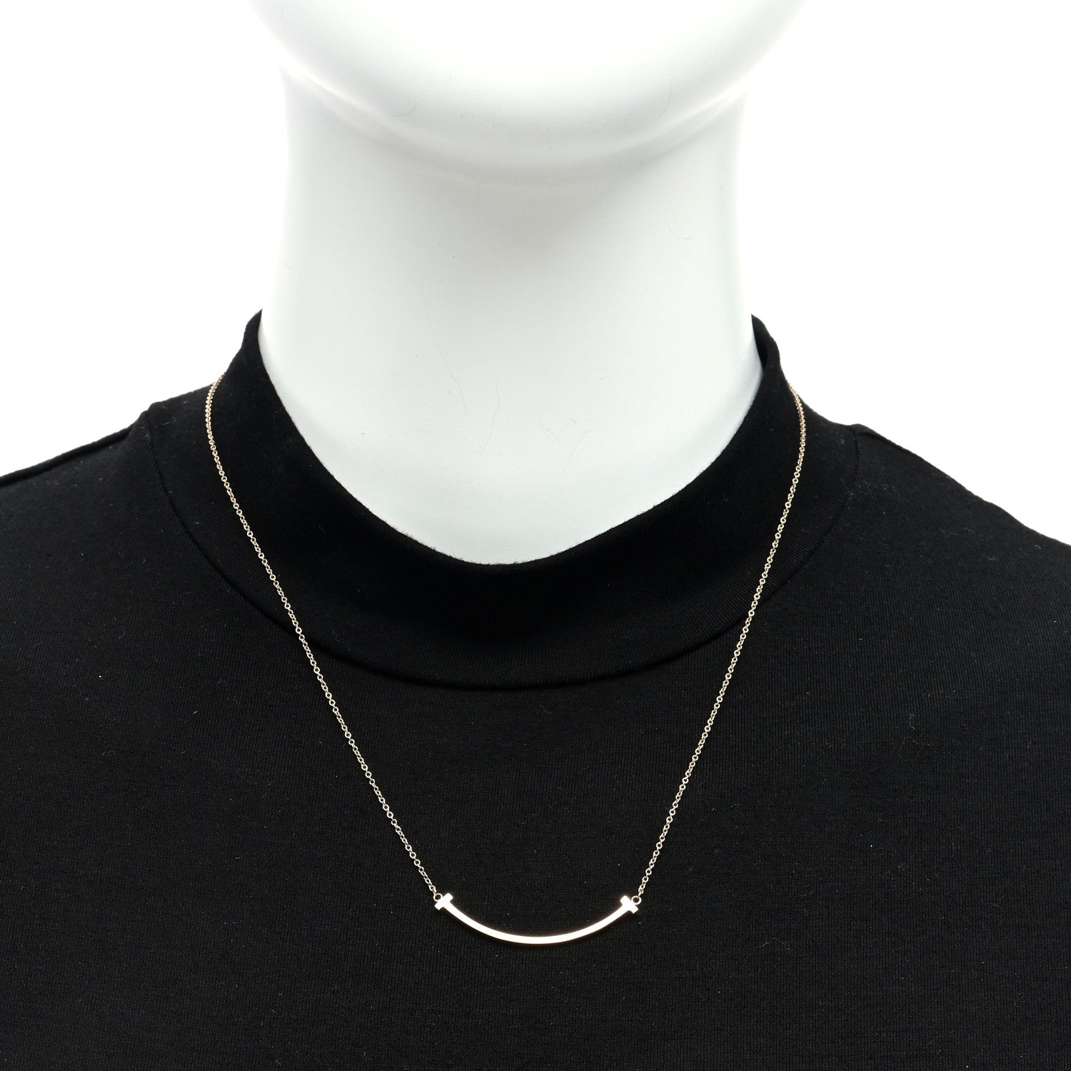 Tiffany 18K Rose Gold Small T Smile Pendant Necklace 2 of 4