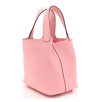 Hermes Taurillon Clemence Picotin Lock 18 PM Rose Sakura 3 of 11