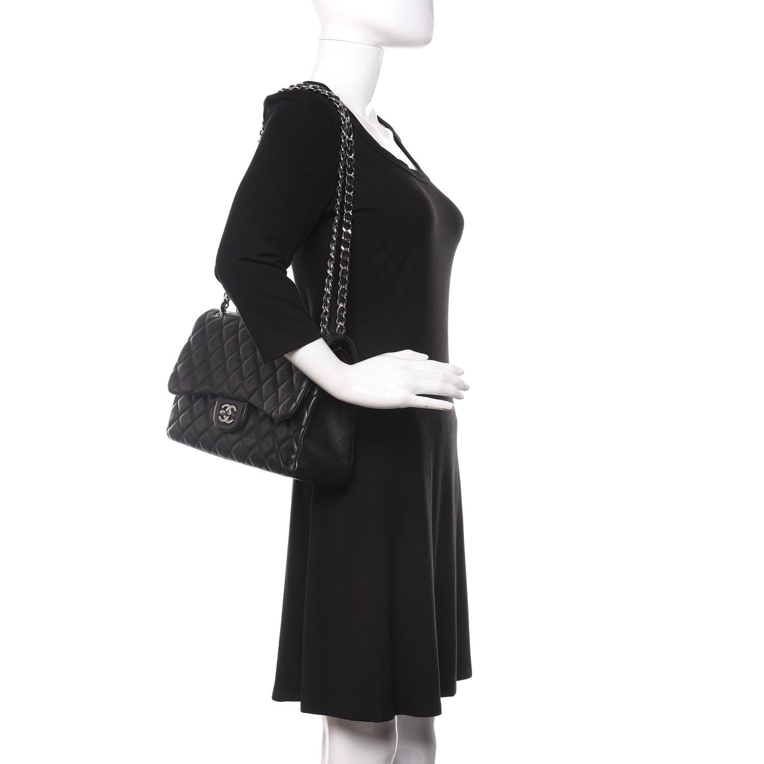 Chanel Lambskin Quilted Jumbo Double Flap Black 2 of 14