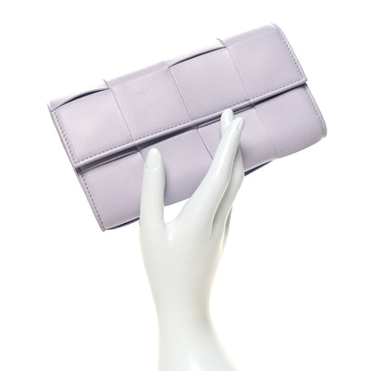 Bottega Veneta Lambskin Maxi Intrecciato Padded Large Flap Wallet Oyster Lilac 2 of 8