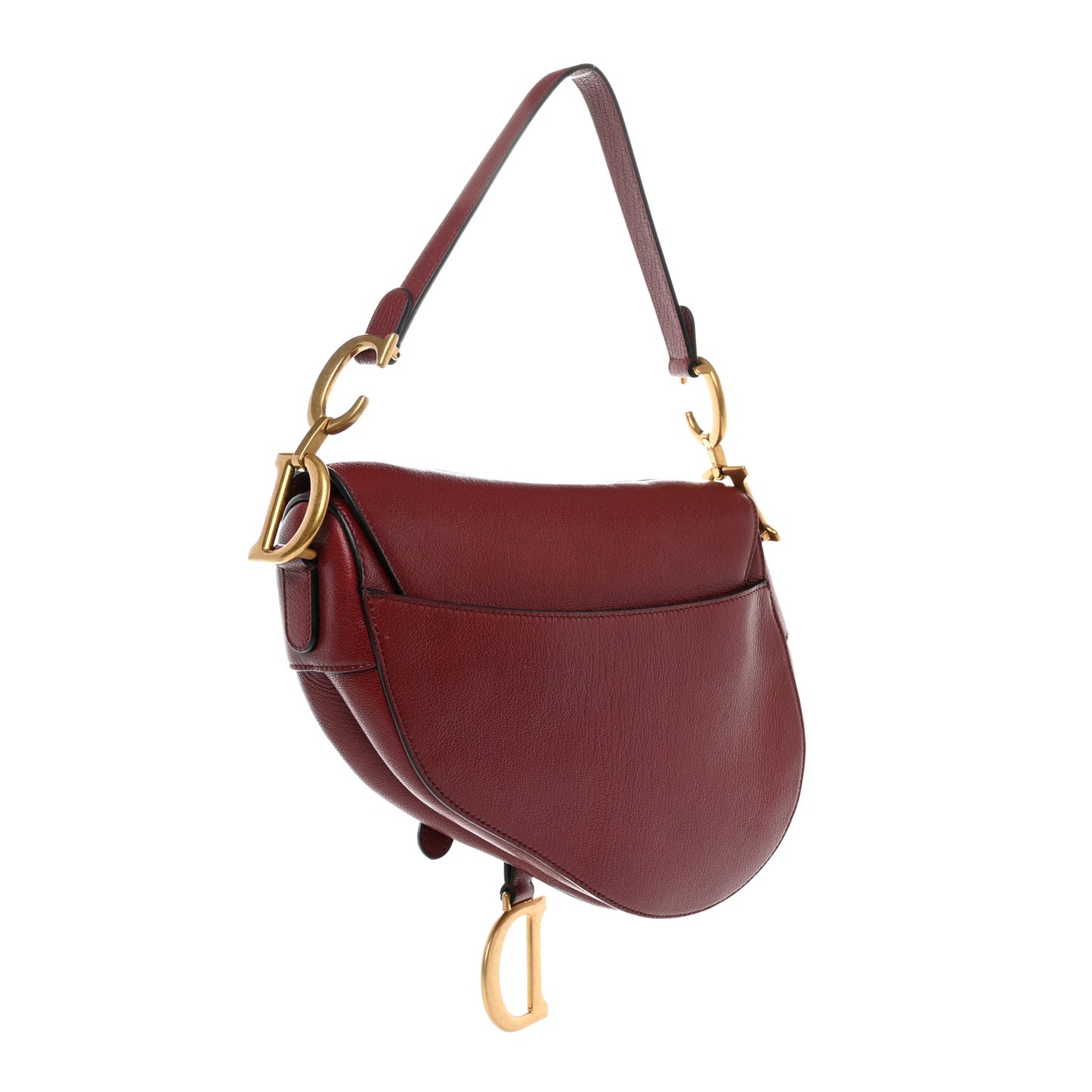 Shiny Goatskin Saddle Bag Dark Red