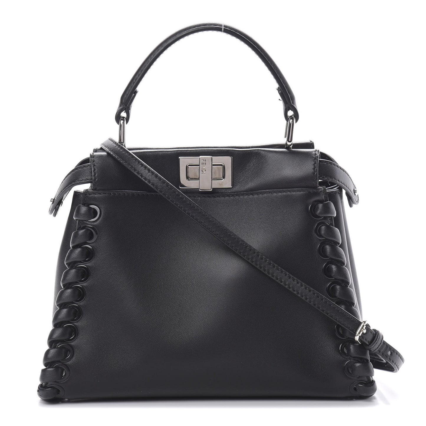 Nappa Lace Up Mini Peekaboo Iconic Satchel Black