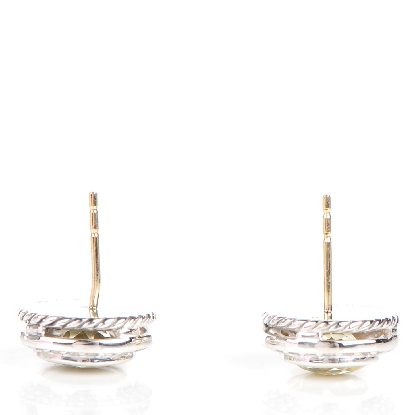 Sterling Silver Pave Diamond Lemon Citrine 8mm Petite Albion Earrings