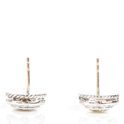 David Yurman Sterling Silver Pave Diamond Lemon Citrine 8mm Petite Albion Earrings 4 of 5