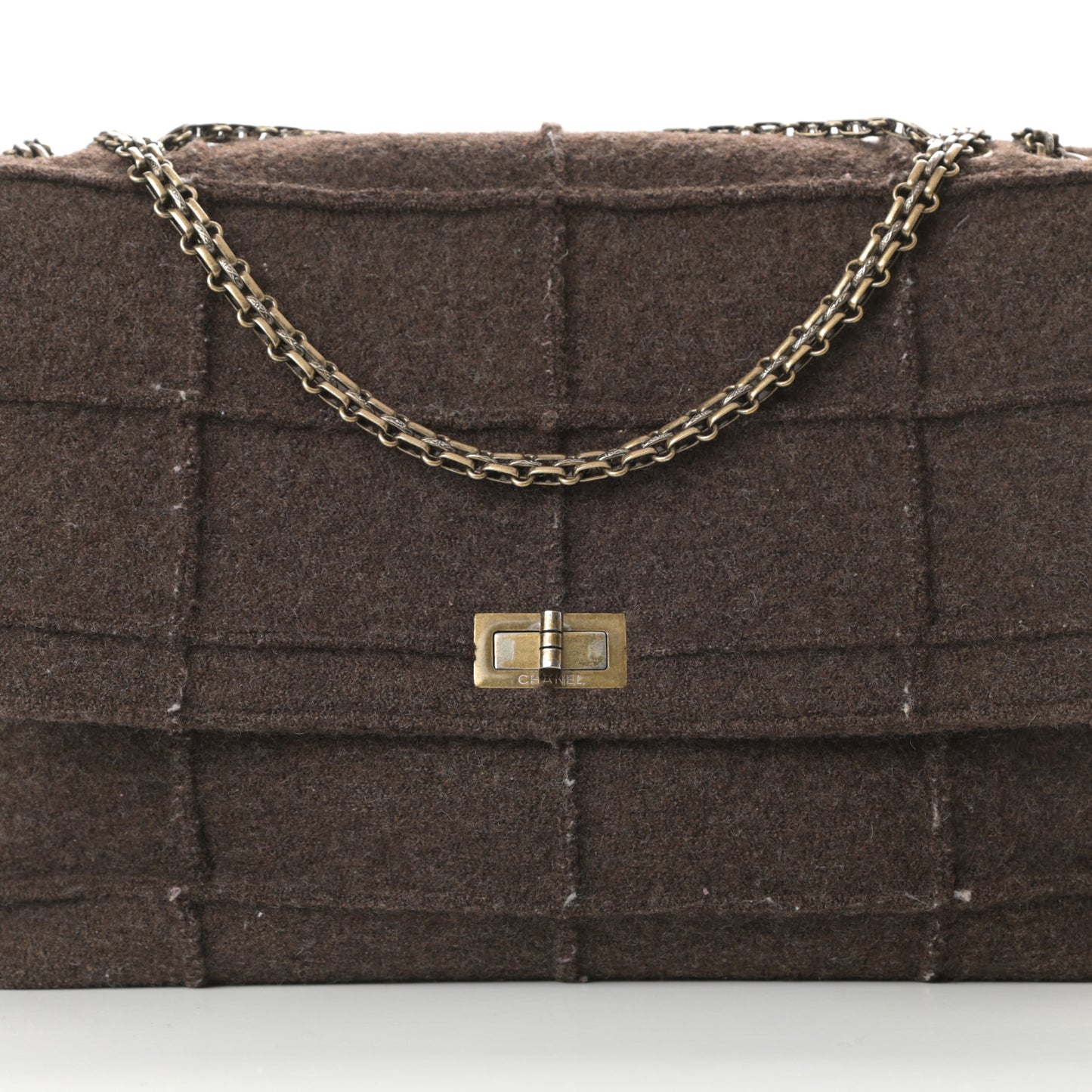 Wool Jumbo Chocolate Bar Mademoiselle Flap Brown