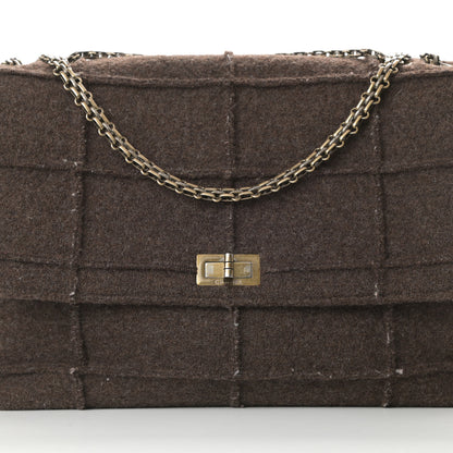 Chanel Wool Jumbo Chocolate Bar Mademoiselle Flap Brown 12 of 17