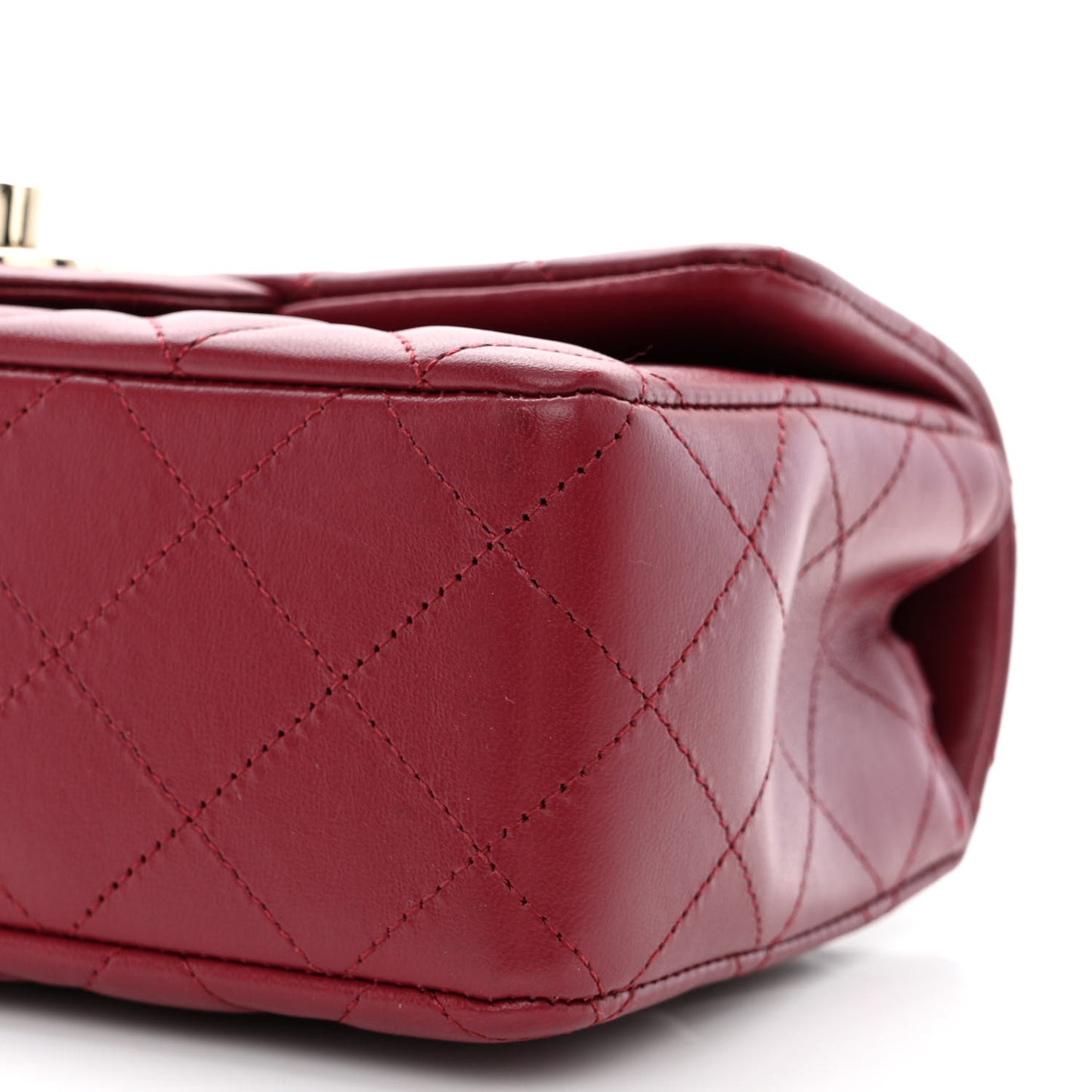 Lambskin Quilted Mini Rectangular Flap Burgundy