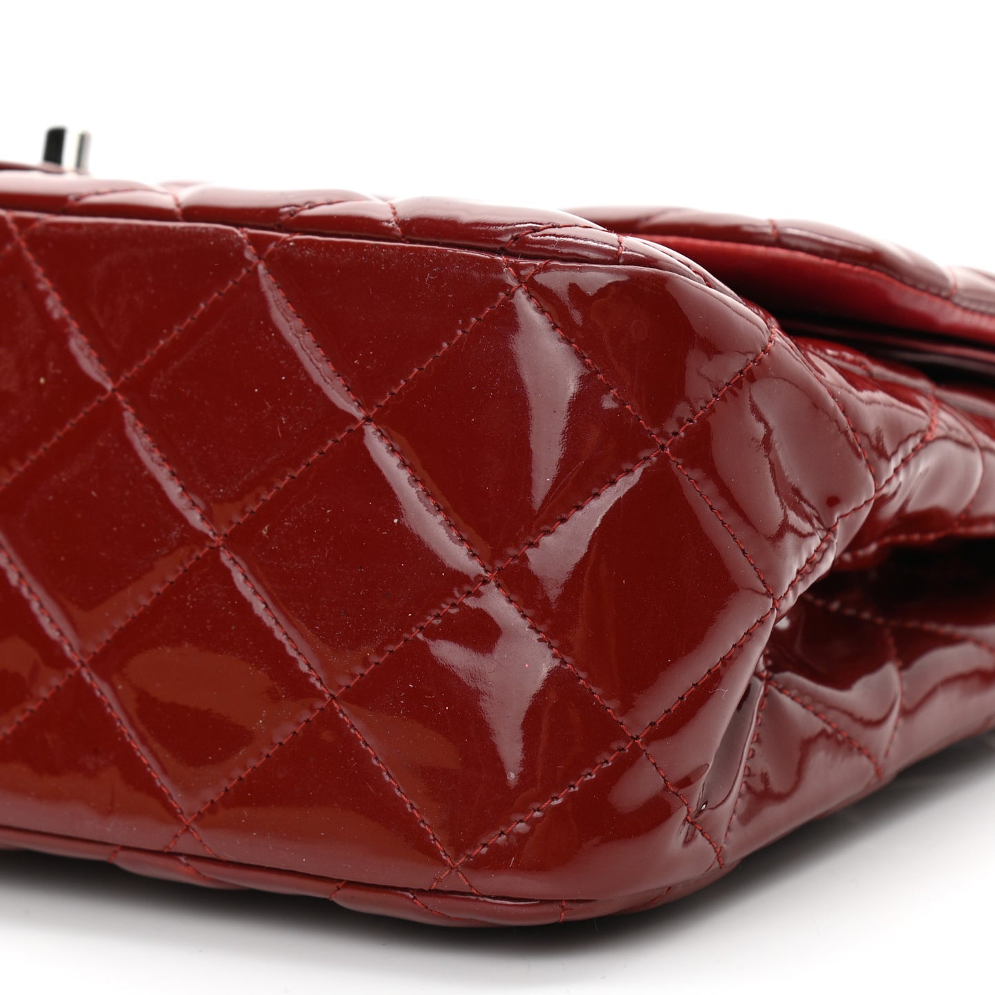 Patent Quilted Jumbo Double Flap Dark Red