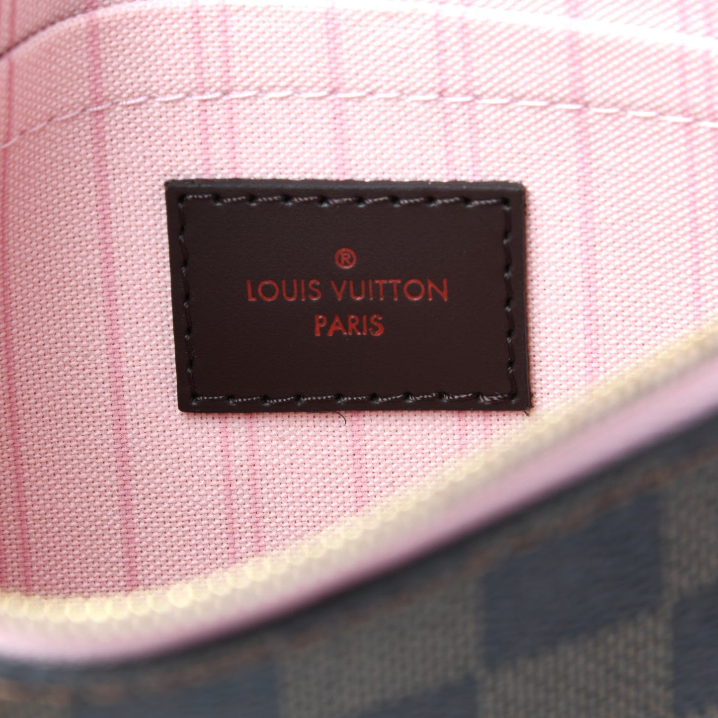 Damier Ebene Neverfull MM GM Pochette Rose Ballerine