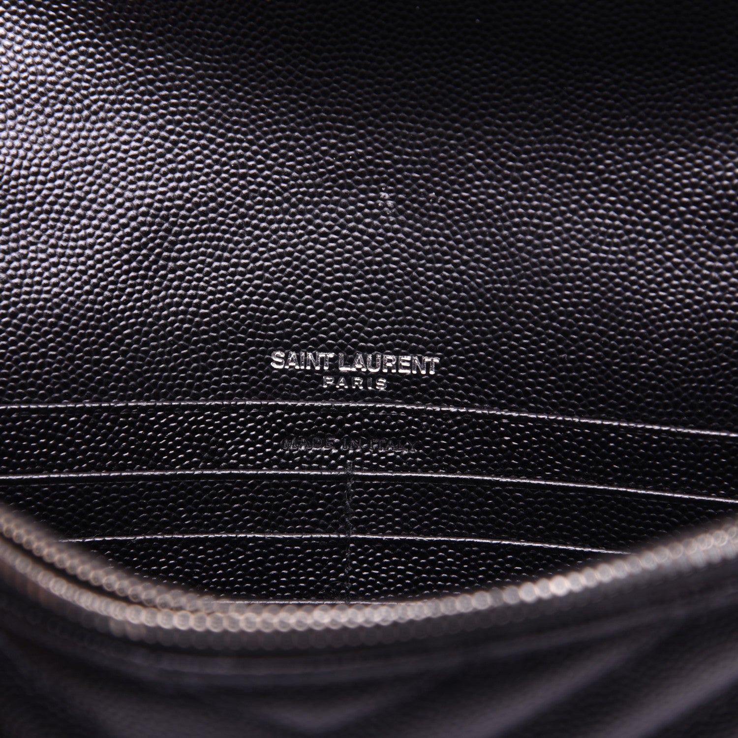 Saint Laurent Grain De Poudre Matelasse Chevron Monogram Envelope Chain Wallet Black 8 of 12