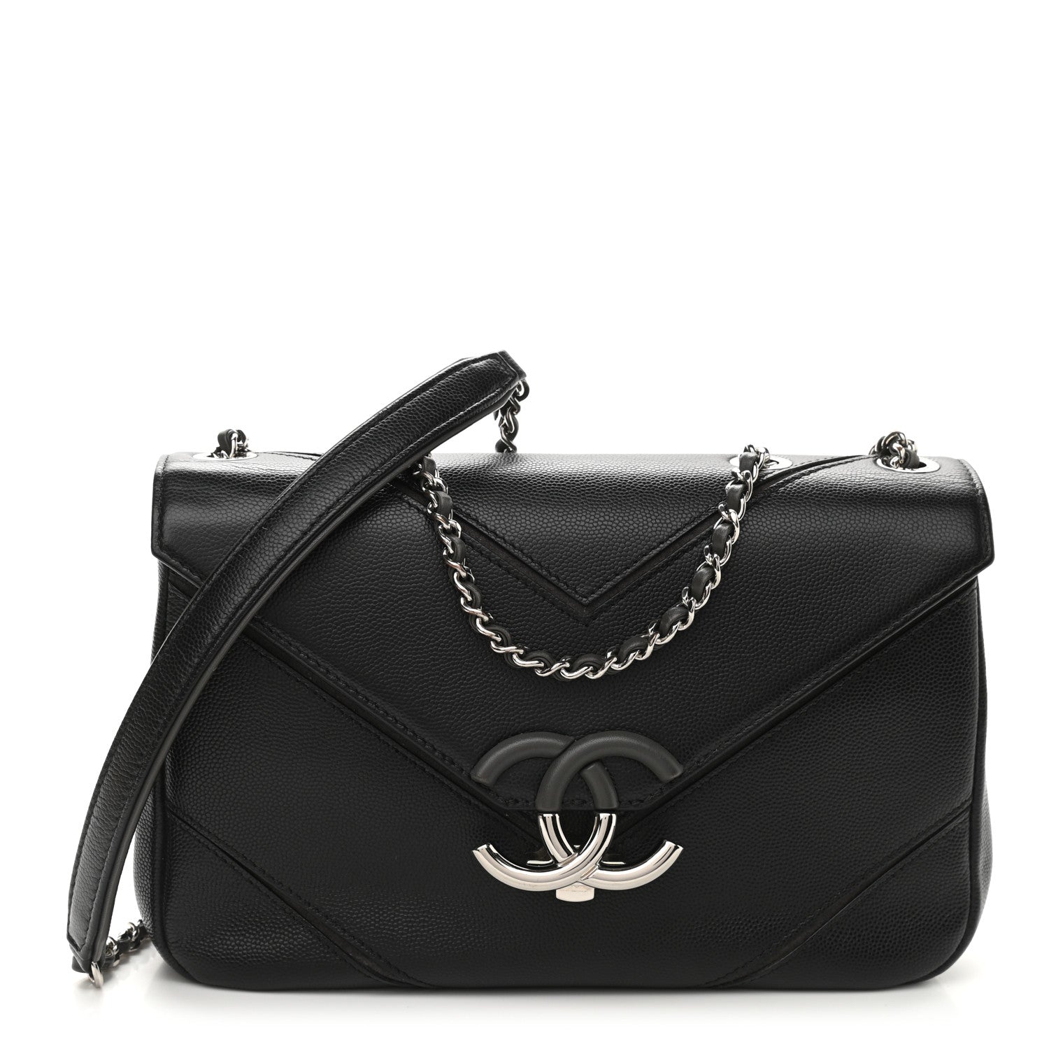 Chanel Caviar Macro Chevron Single Flap Black 1 of 9