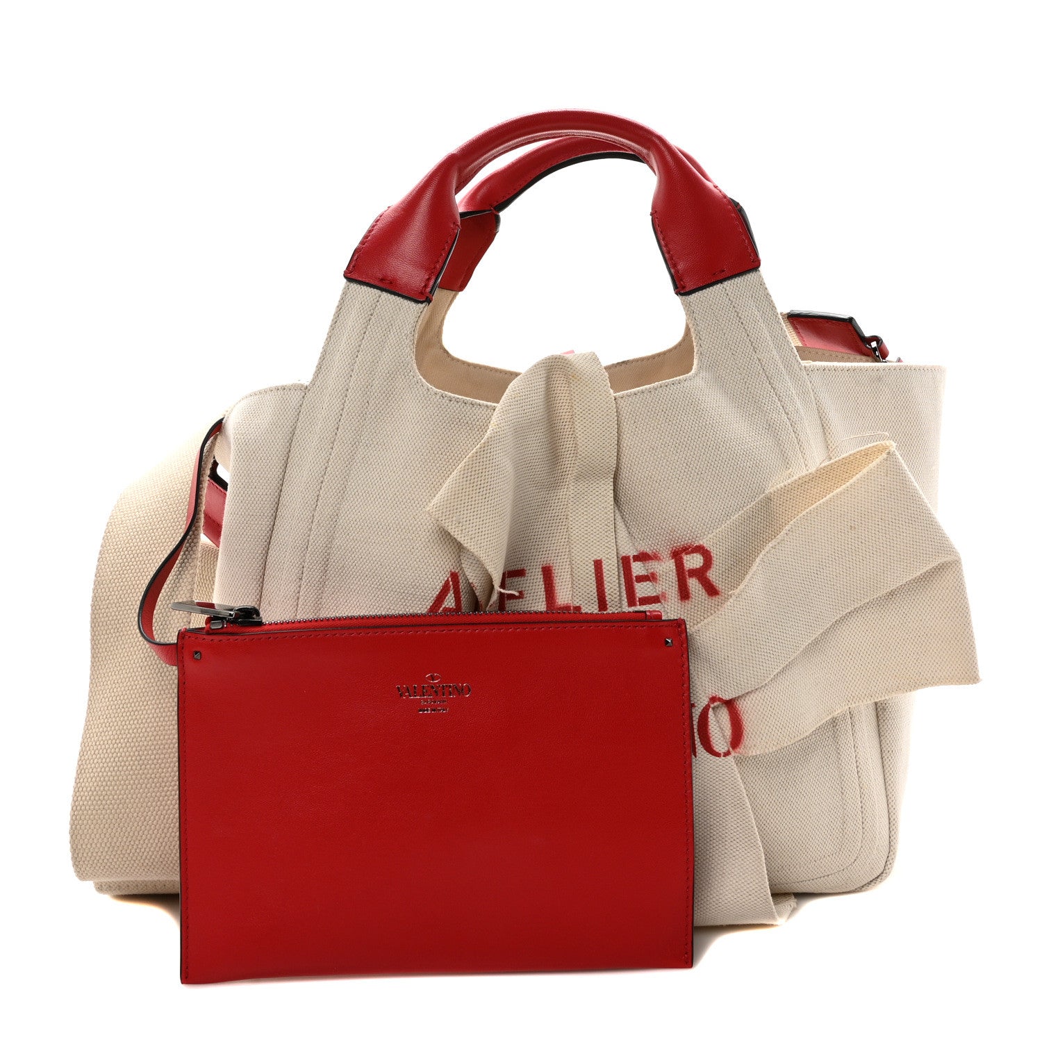 Valentino Garavani Canvas Large Atelier 09 Rose Blossom Edition Tote Bag Naturale 3 of 10