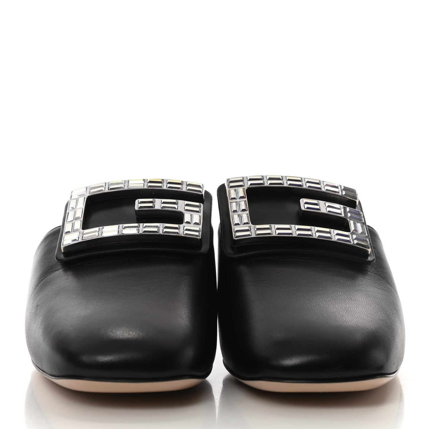 Malaga Kid Crystal Square G Madelyn Mules 38 Black