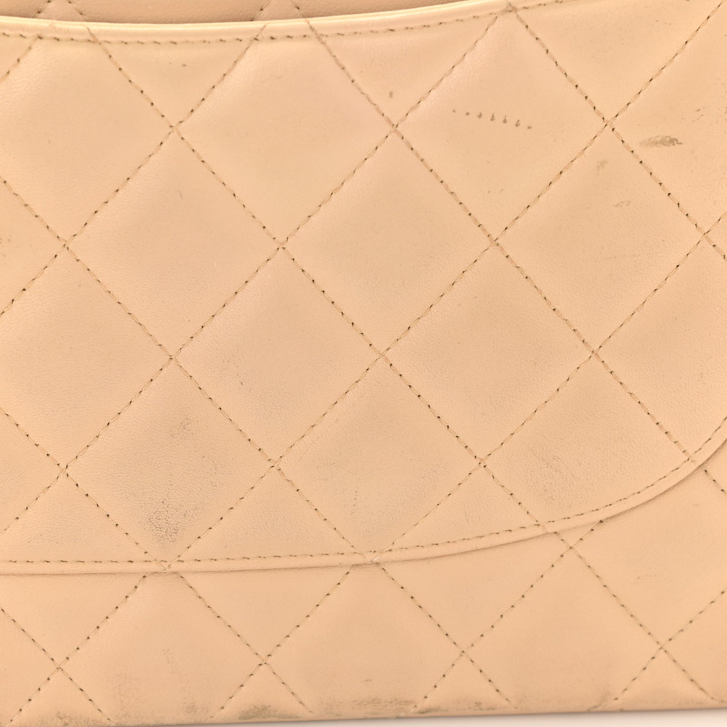 Lambskin Quilted Jumbo Double Flap Beige
