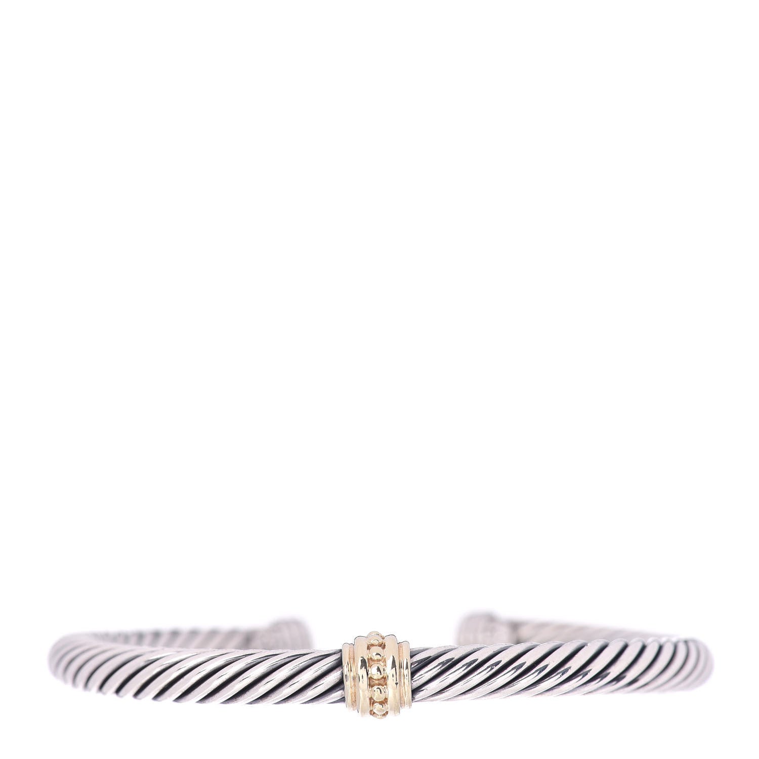 David Yurman Sterling Silver 14K Yellow Gold 5mm Station Cable Bracelet 1 of 5