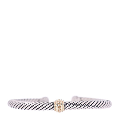David Yurman Sterling Silver 14K Yellow Gold 5mm Station Cable Bracelet 1 of 5