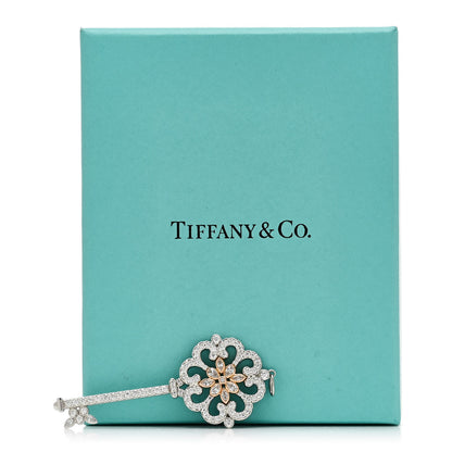 Tiffany Platinum 18K Yellow Gold Diamond Enchant Primrose Key Pendant 6 of 6