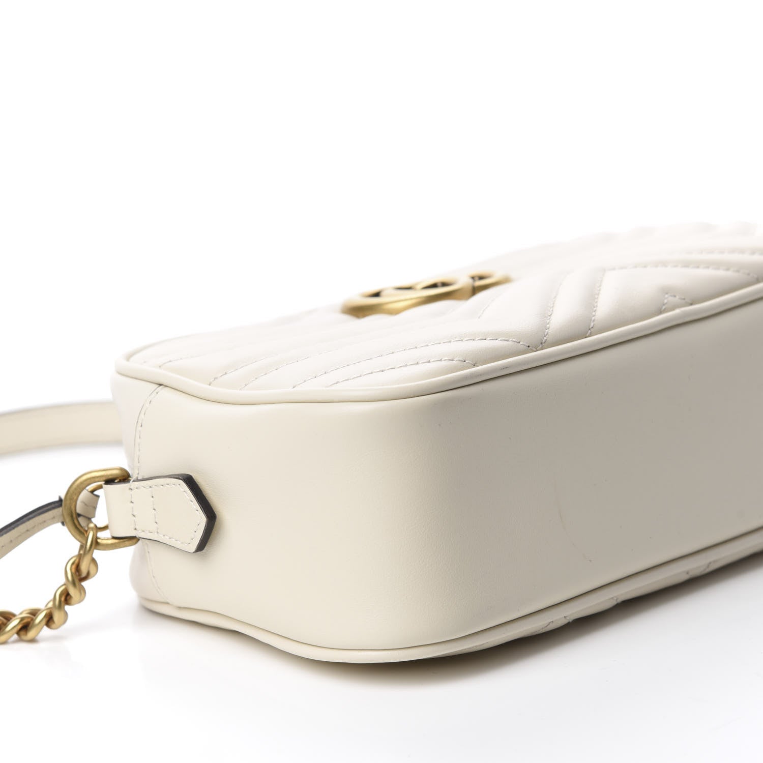 Gucci Calfskin Matelasse Small GG Marmont Chain Shoulder Bag White 6 of 10