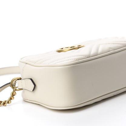 Gucci Calfskin Matelasse Small GG Marmont Chain Shoulder Bag White 6 of 10