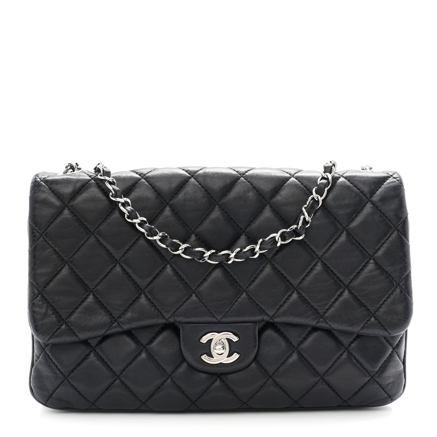 Lambskin Quilted Jumbo Chanel 3 Flap Navy
