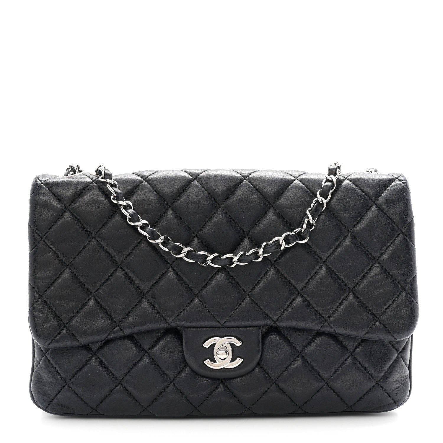 Chanel Lambskin Quilted Jumbo Chanel 3 Flap Navy 1 of 11