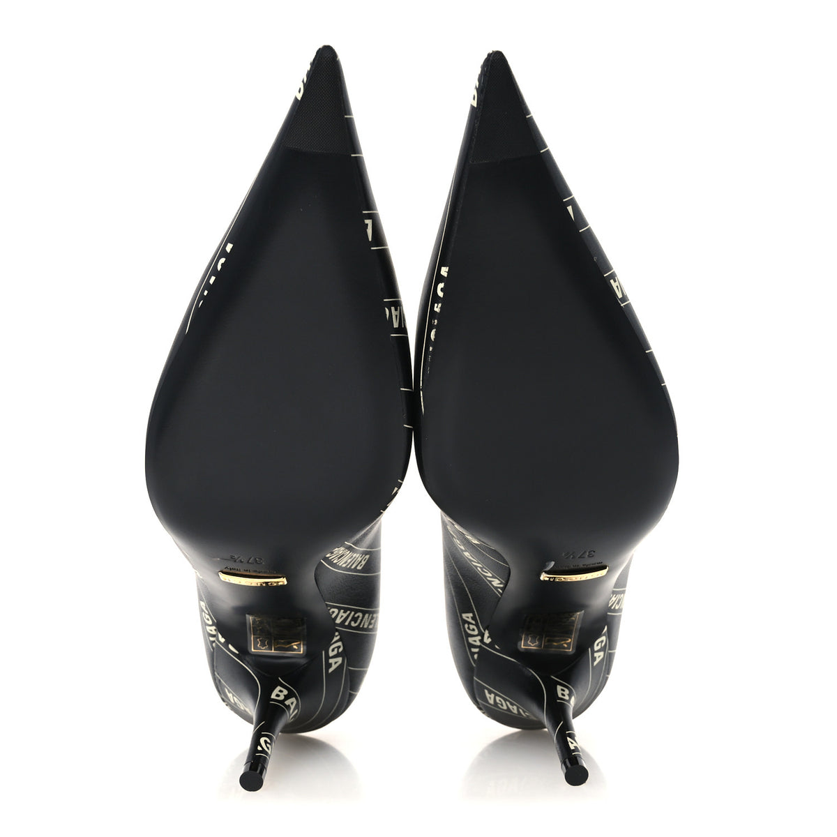 Balenciaga X Gucci Calfskin Logo Print Knife 80mm Pumps 37.5 Black 6 of 10