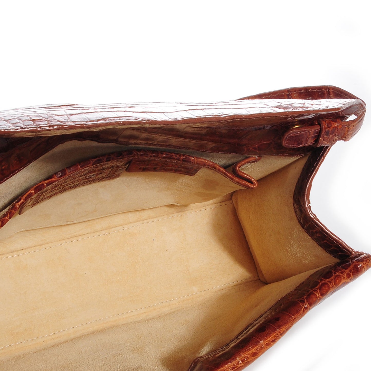 Crocodile Envelope Clutch Brown