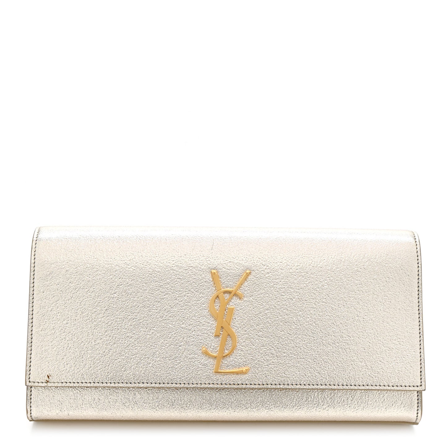 Metallic Textured Calfskin Classic Monogram Cassandre Clutch Pale Gold