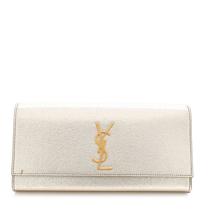 Saint Laurent Metallic Textured Calfskin Classic Monogram Cassandre Clutch Pale Gold 1 of 12
