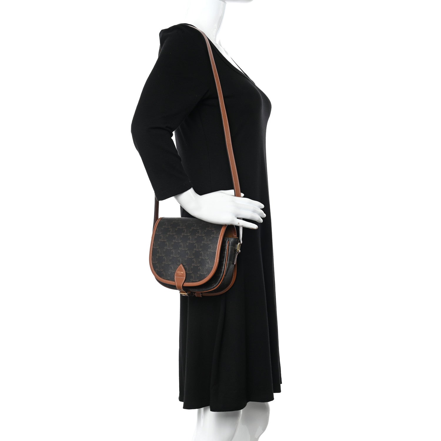 Celine Triomphe Canvas Medium Folco Bag Tan 2 of 9