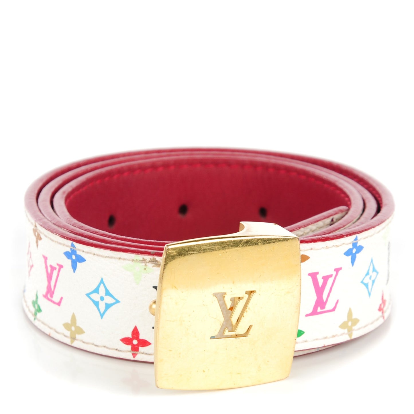 Monogram Multicolor LV Cut Reversible Belt 80 32 White Grenade
