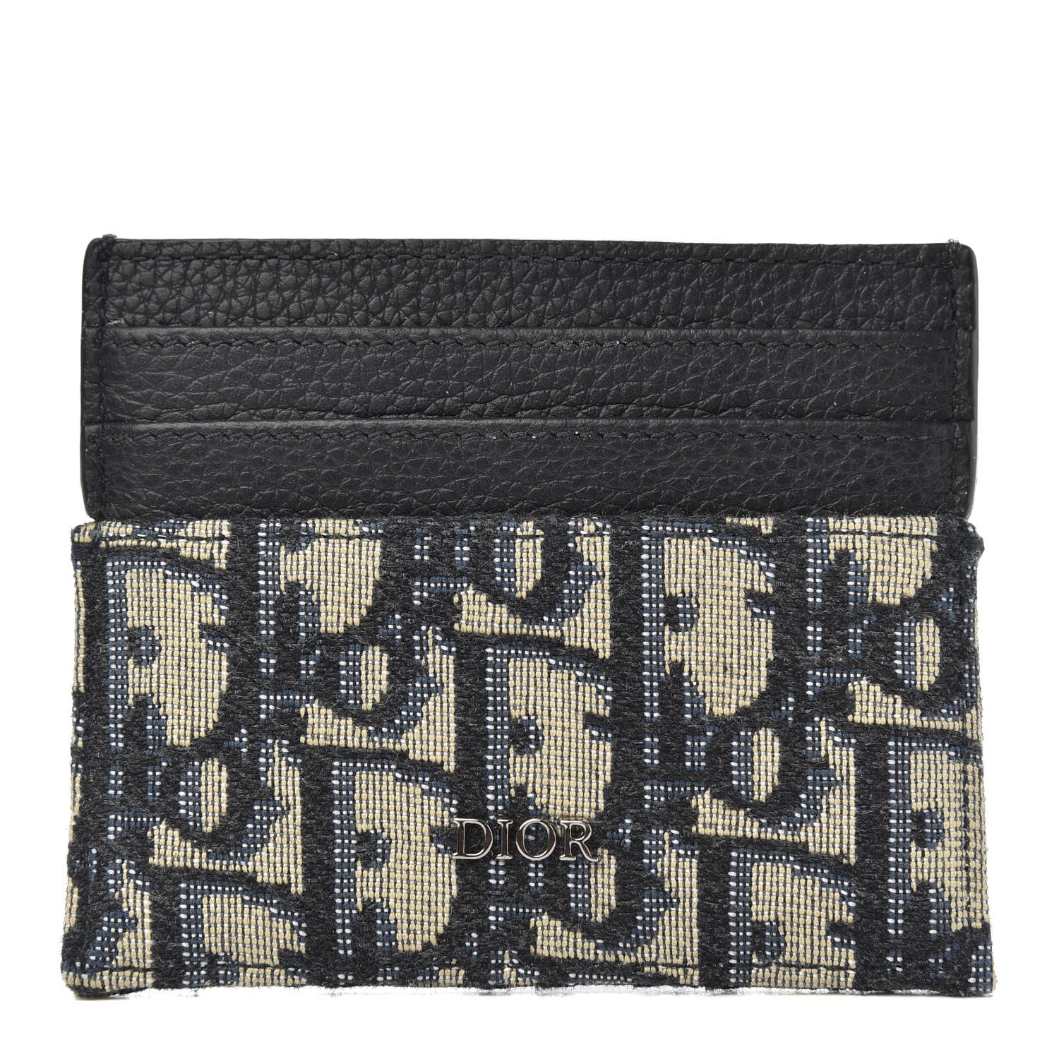 Christian Dior Grained Calfskin Oblique Card Holder Black 1 of 7