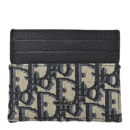 Christian Dior Grained Calfskin Oblique Card Holder Black 1 of 7